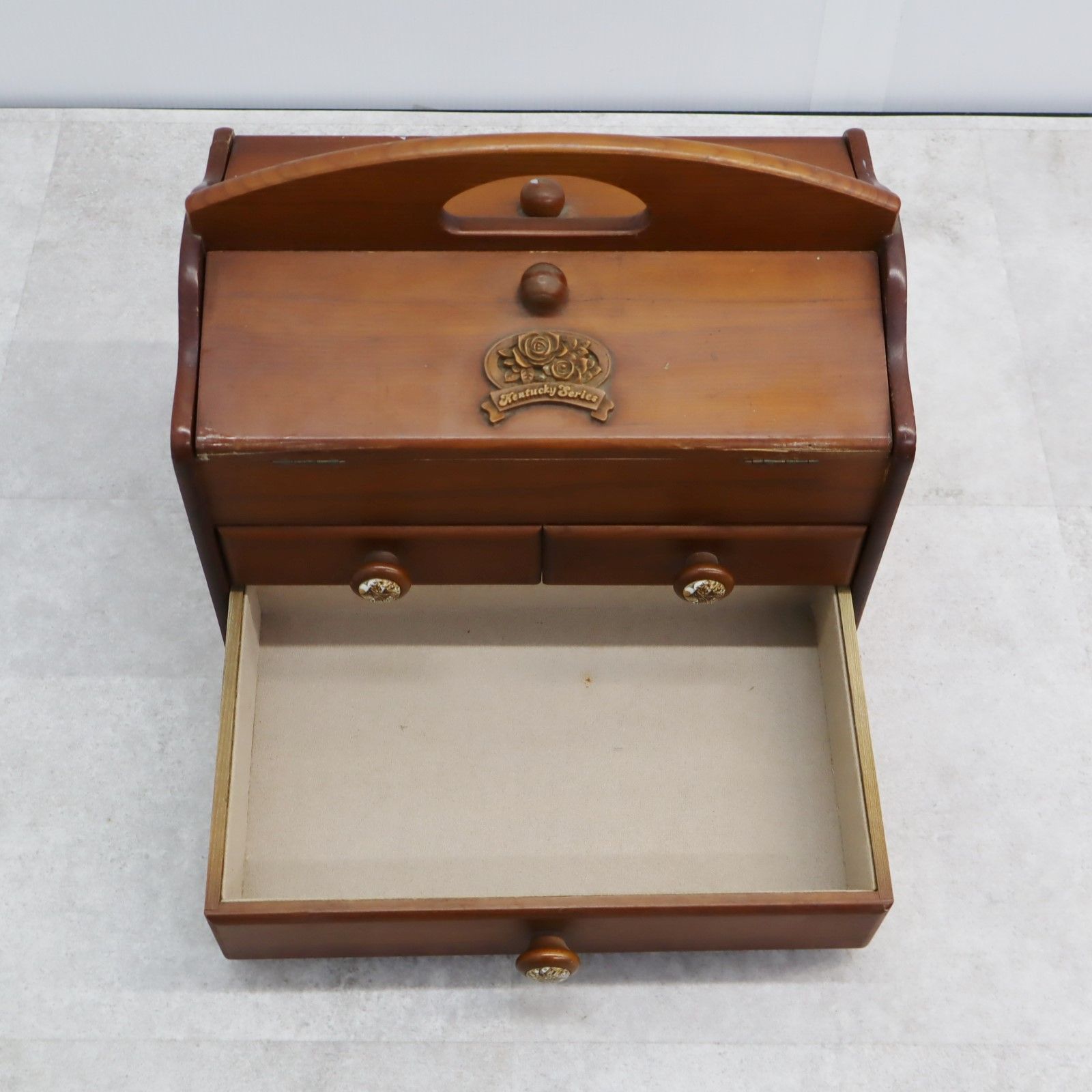 △レトロ アンティーク ｜木製 ソーイングボックス ｜ 裁縫箱 手芸