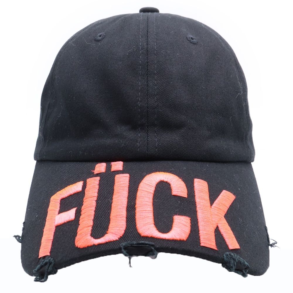 HYACYN (ハイアシン) CAP FUCK ダメージ加工 刺繍キャップ 帽子
