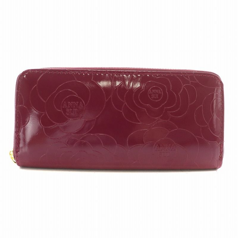 アナスイ ANNA SUI 長財布 エナメル ラウンドファスナー 花柄 総