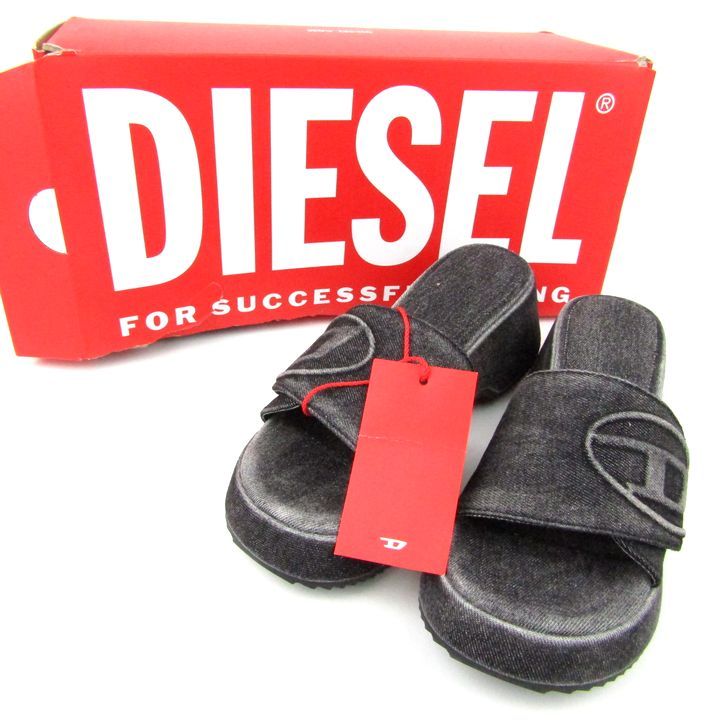 ディーゼル ミュール サンダル 厚底 靴 黒 レディース 24.5サイズ ブラック DIESEL