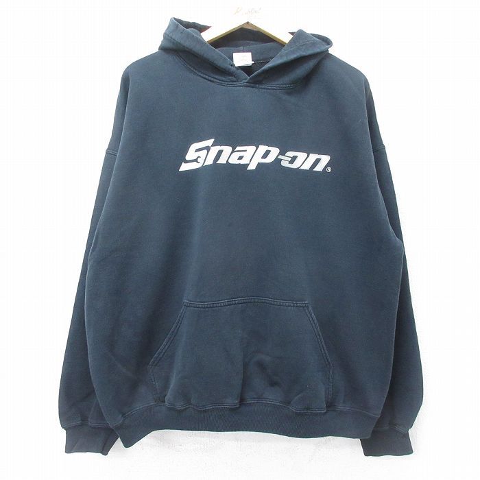 XL/古着 長袖 スウェット パーカー メンズ 00s スナップオン 大きいサイズ 黒 ブラック 24aug29 中古 スエット トレーナー トップス
