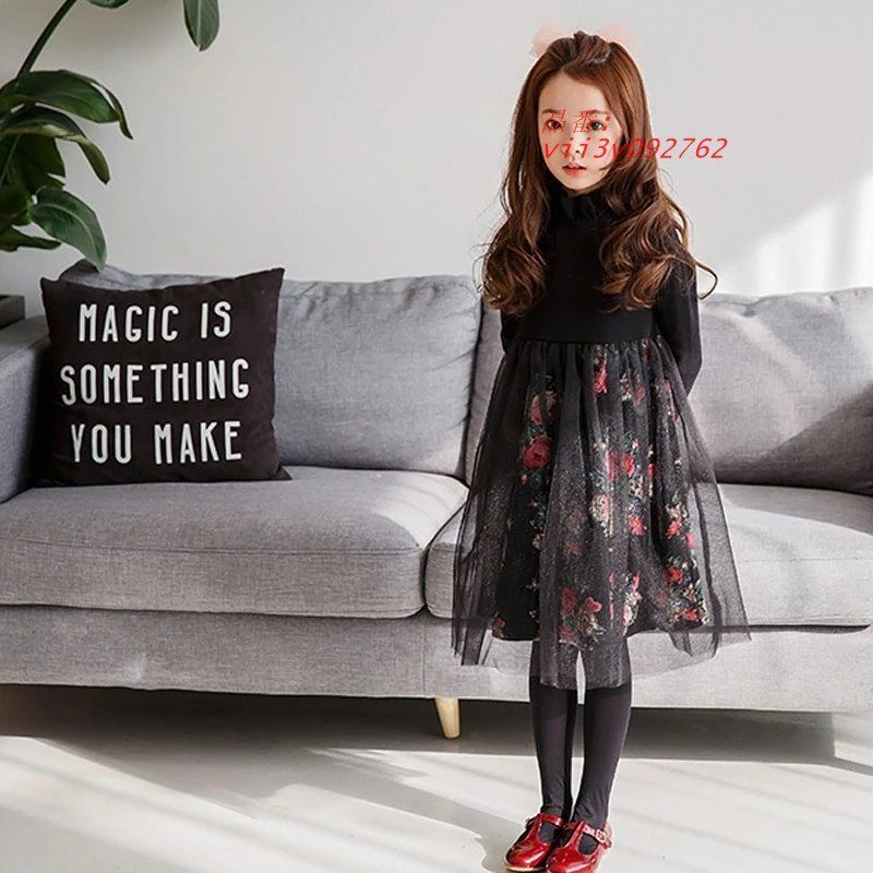 子供服 長袖ワンピース 可愛いレース ニット キッズ服 レースワンピース 入学式 フォーマル ドレス 通学 発表会 花柄キッズ服 Aライン 結婚式 春秋冬 卒業式  vii3v092762