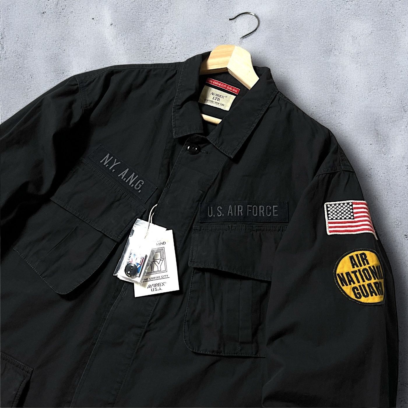 新品未使用品AVIREXアメリカ軍ファティーグジャケットブラック