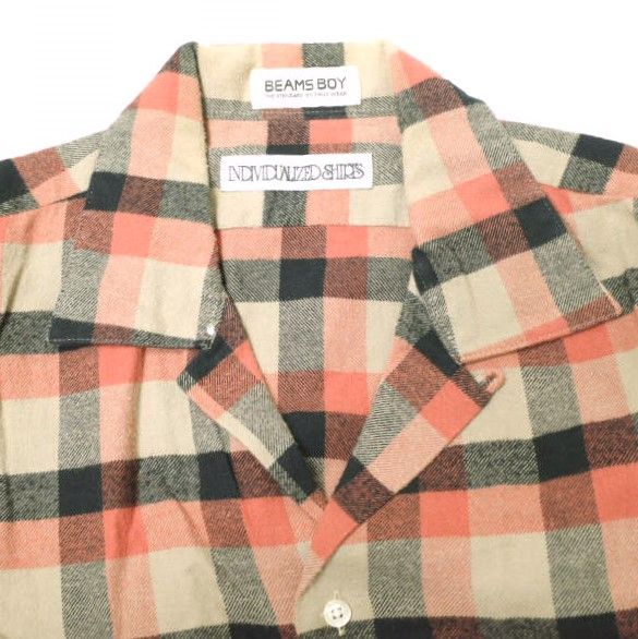 INDIVIDUALIZED SHIRTS x BEAMS BOY インディビジュアライズドシャツ ビームスボーイ 別注 アメリカ製 フランネルシャツワンピース ONE SIZE オレンジ 長袖 開襟 チェック トップス【中古】【INDIVIDUALIZED SHIRTS × BEAMS BOY】 INDIVIDUALIZED SHIRTS x BEAMS BOY インディビジュアライズドシャツ