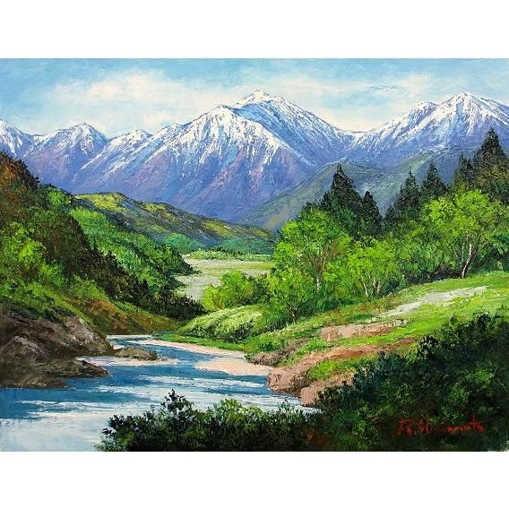 油彩画 洋画 (油絵額縁付きで納品対応可) P20号 「常念岳」 島本