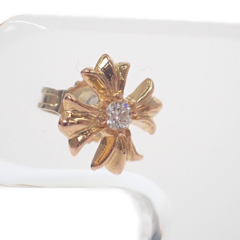 正規品販売！ CHROME HEARTS片耳 ピアス ダイヤモンド K22イエローゴールド メンズ レディース 最大90％オフ!