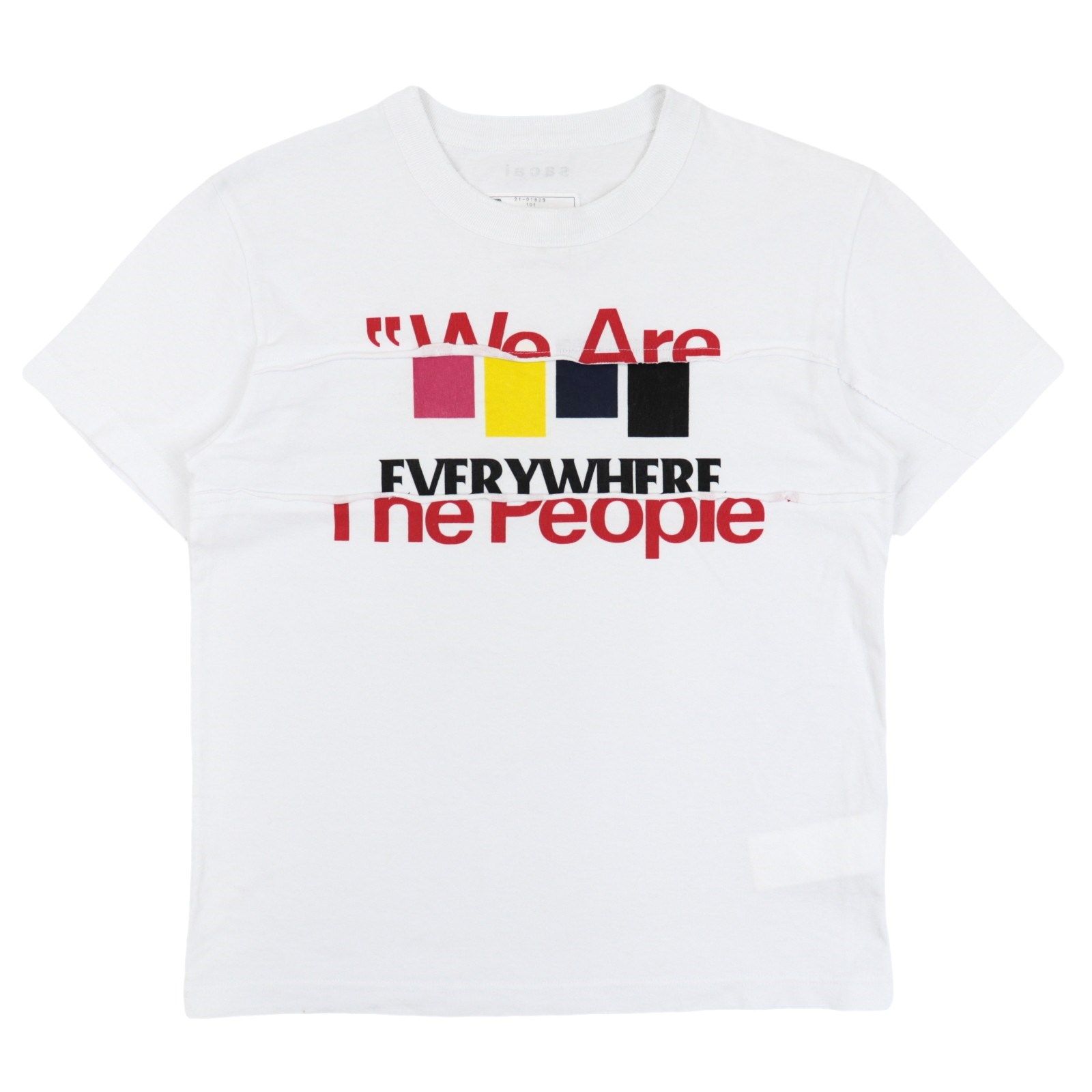 美品 サカイ 21SS アーカイブミックス 半袖Tシャツ メンズ 白 0 ロゴプリント We Are The People sacai