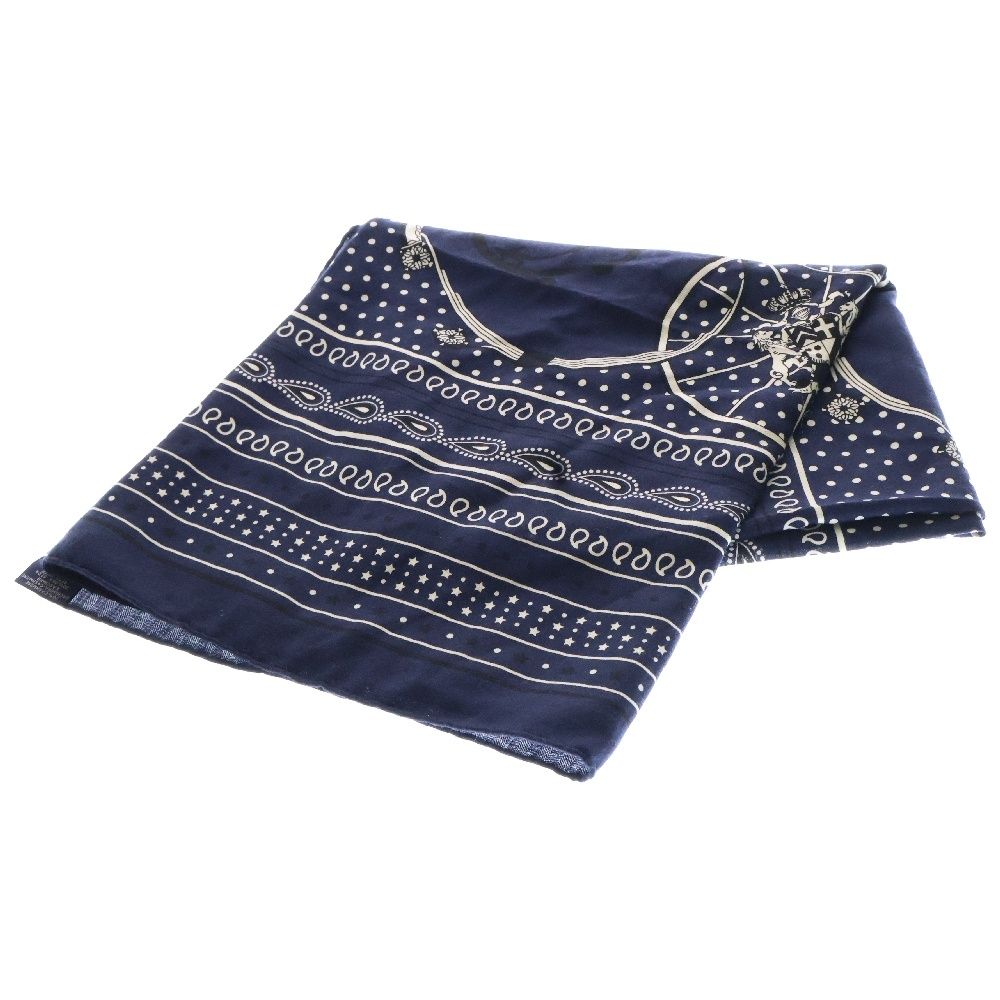 HERMES エルメス カレジェアン Springs Bandana スプリングス バンダナ ネイビー カシミヤ×シルク