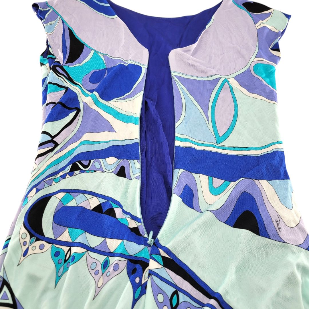 EMILIO PUCCI エミリオプッチ☆ノースリーブ膝丈ワンピース 36 EMILIO PUCCI ノースリーブ膝丈ワンピース 中古】エミリオプッチ