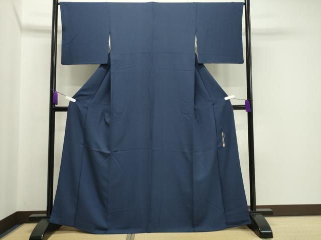 平和屋着物 本草木染作家 瑞寶 色無地 紋意匠 留紺色 正絹 CAAX5606gh