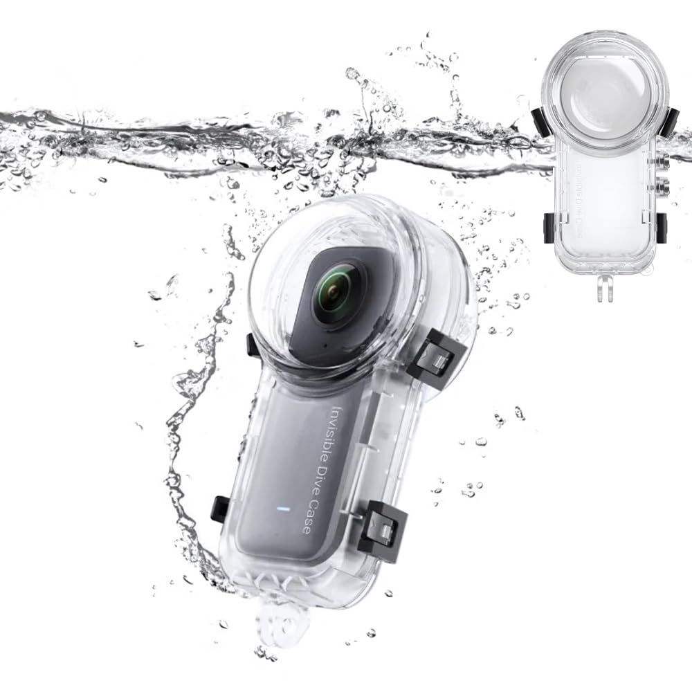 TOMGDRACO Insta360 X3 見えない潜水ケース 360度カメラ 水中ケース 防水深さ50M ブラインドゾーン排除 HD光学レンズ x3潜水ケース 水中撮影 全方位保護 耐圧性 防塵 落下防止 傷に強い 取付け簡単 ダイビング保護カバー 水中撮影