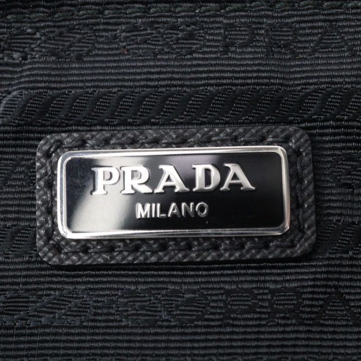 PRADA プラダ  セカンドバッグ 2VN012 ナイロン レザー  ブラック シルバー金具  TESSUTO テスート リストレット クラッチバッグ ポーチ 三角ロゴプレート 【本物保証】