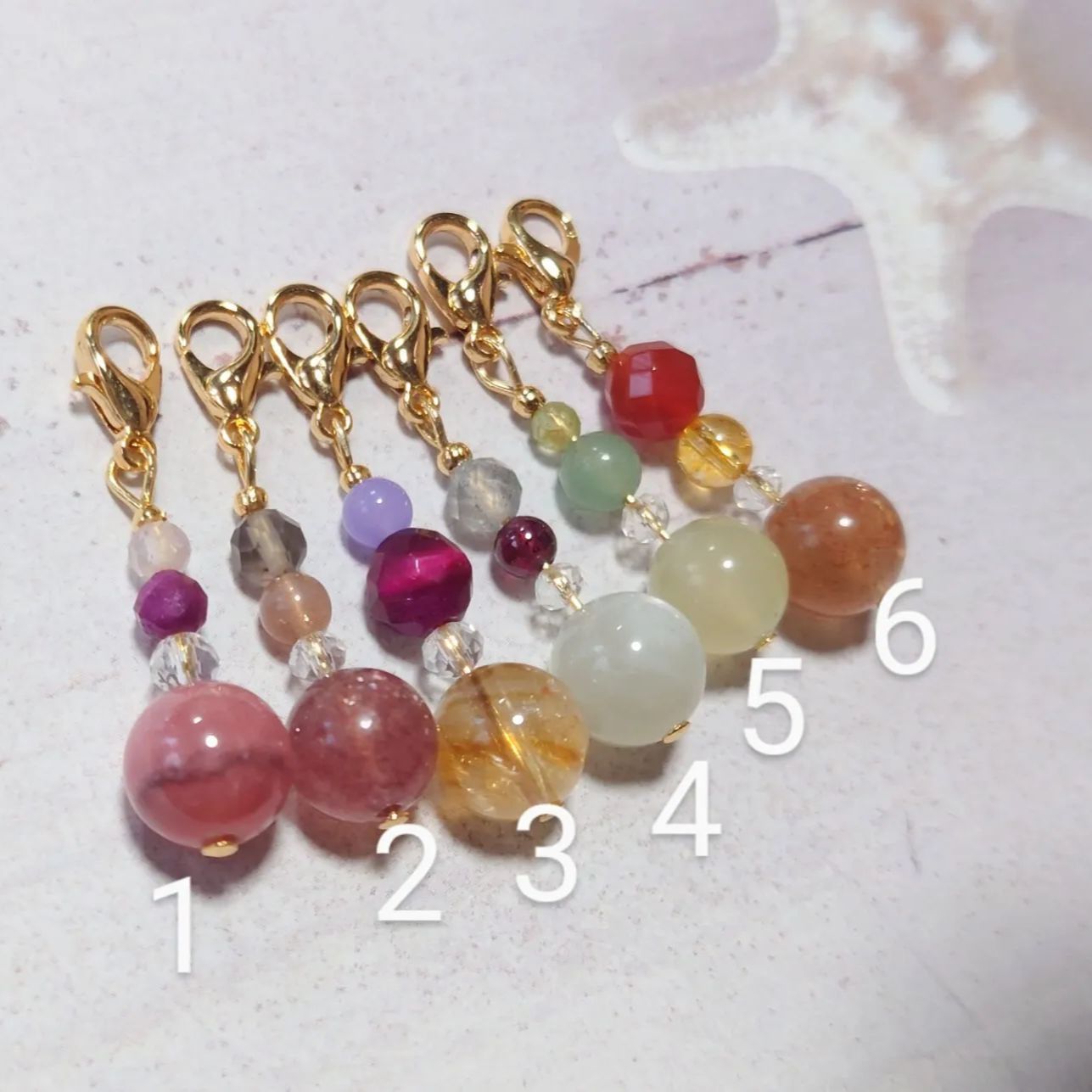 ch④〜⑨♥チャーム♥K16GP♥インカローズ ストロベリークォーツ