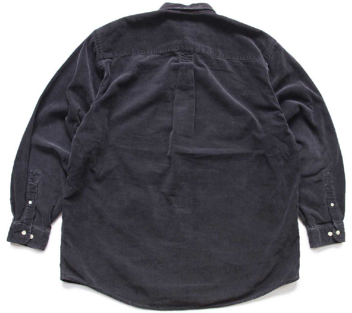90s EddieBauerエディーバウアー 三点留め ボタンダウン コットン コーデュロイシャツ 黒 特大 アウトドア ビッグサイズ