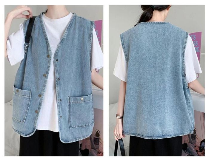 ベスト ジレ 「RM denim」Vネックデニムベスト レディース Amazon.co.jp: ベスト レディース デニムベスト 前開き ジレ