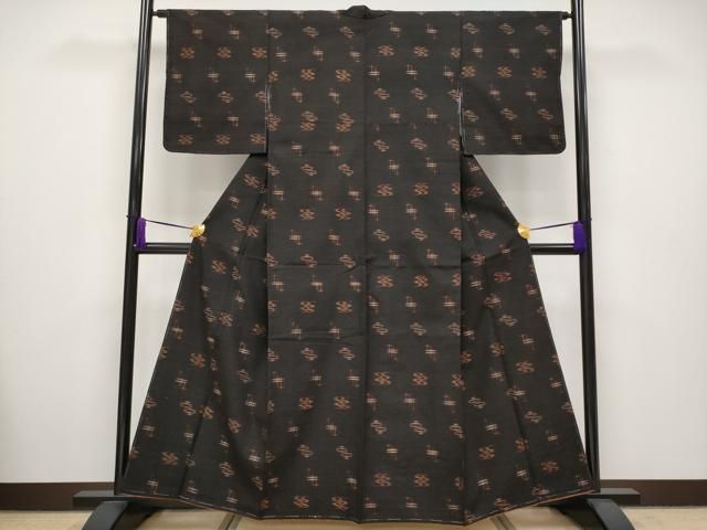 平和屋着物■極上　国指定重要無形文化財　本場久米島紬　手織　逸品　未使用　CYAA2662s5 平和屋着物□極上 国指定重要無形文化財 本場久米島紬 手織 逸品 未