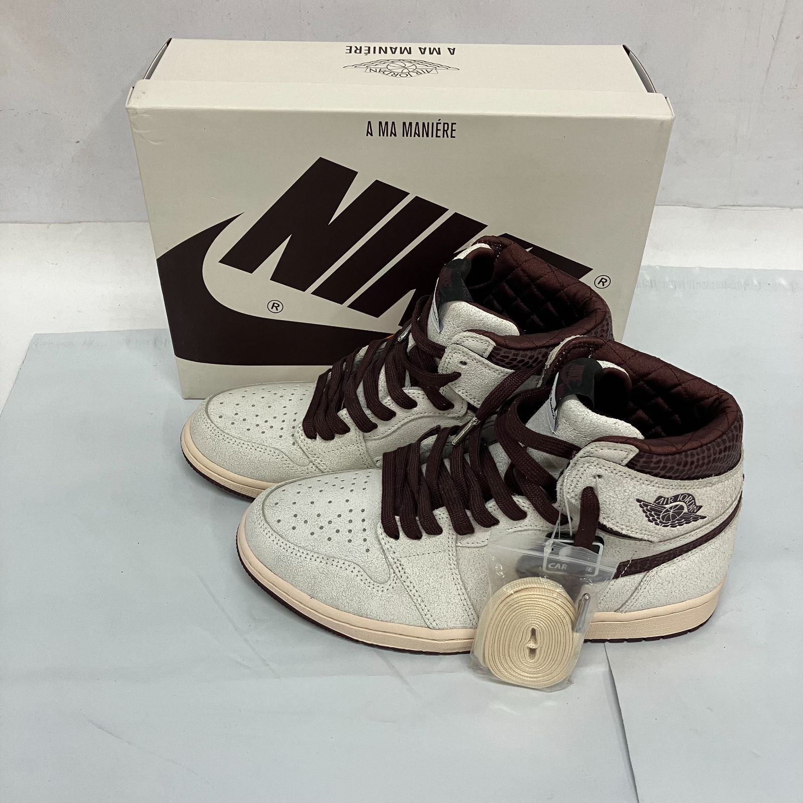 A Ma Maniere × Nike Air Jordan 1 Retro High OG Sail and Burgundy