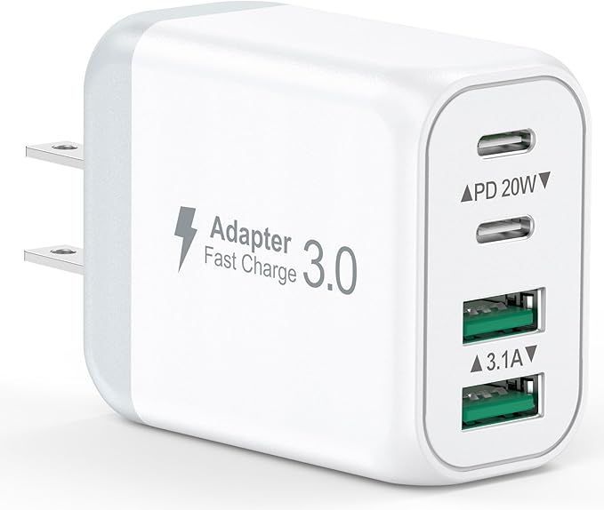 USB 充電器 ACアダプター 合計40W 4ポート USB CとUSB-A 急速充電器 Type-C タイプc アイフォン 充電器 電源タップ USB付き PD 20W 充電器 usb アダプタ スマホ 充電器 携帯充電器 iPad/iP
