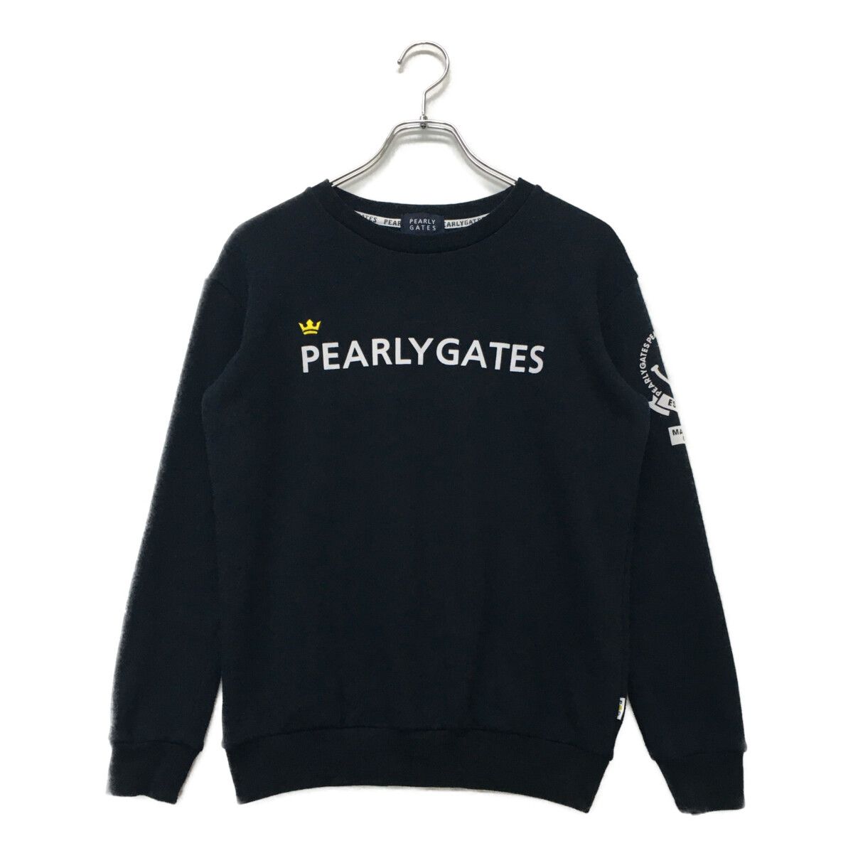 中古 レディース パーリーゲイツ PEARLY GATES スウェット 1(M) 紺 ネイビー ロゴ入り クルーネック
