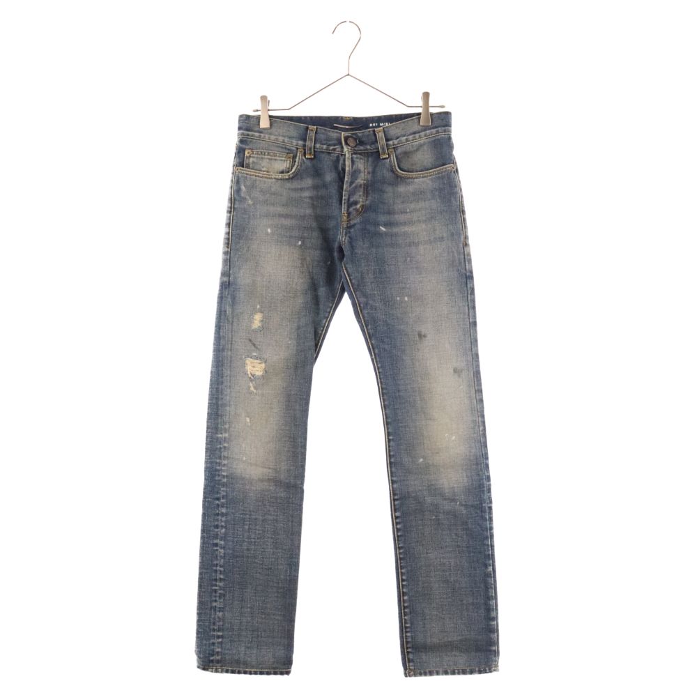 お気にいる 13aw エディ期 SAINT LAURENT PARIS 総柄シャツ ホワイト