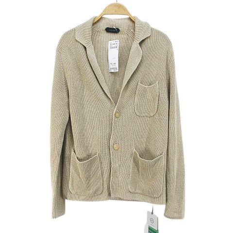ザノーネ ZANONE 長袖 カーディガン 46 ベージュ系 ボタン 麻 リネン ボタン ポケット イタリア製
