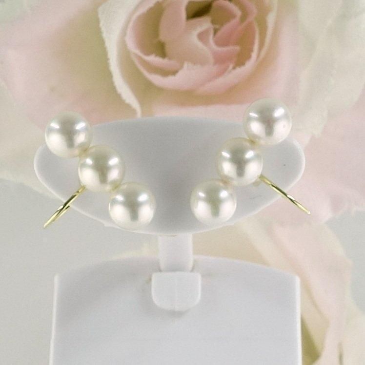 K18 アコヤ真珠イヤーカフ 5.0-5.5mm 3連 あこや パール