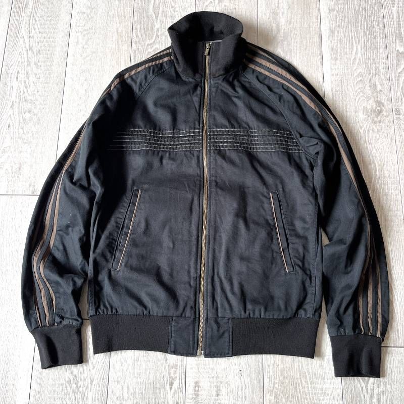 adidas ジップアップジャケット Oサイズ ブラック/ブラウン 背面