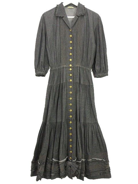 INGEBORG　インゲボルグ　デニム　ワンピース　カシュクール　ロング　フリル INGEBORG インゲボルグ デニム ワンピース カシュクール ロング