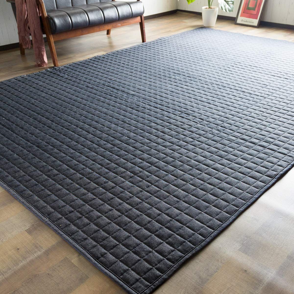 システムK ラグ カーペット ラグマット 綿100% 防ダニ 抗菌 防臭 デニム生地 洗える ネイビー 200×300cm
