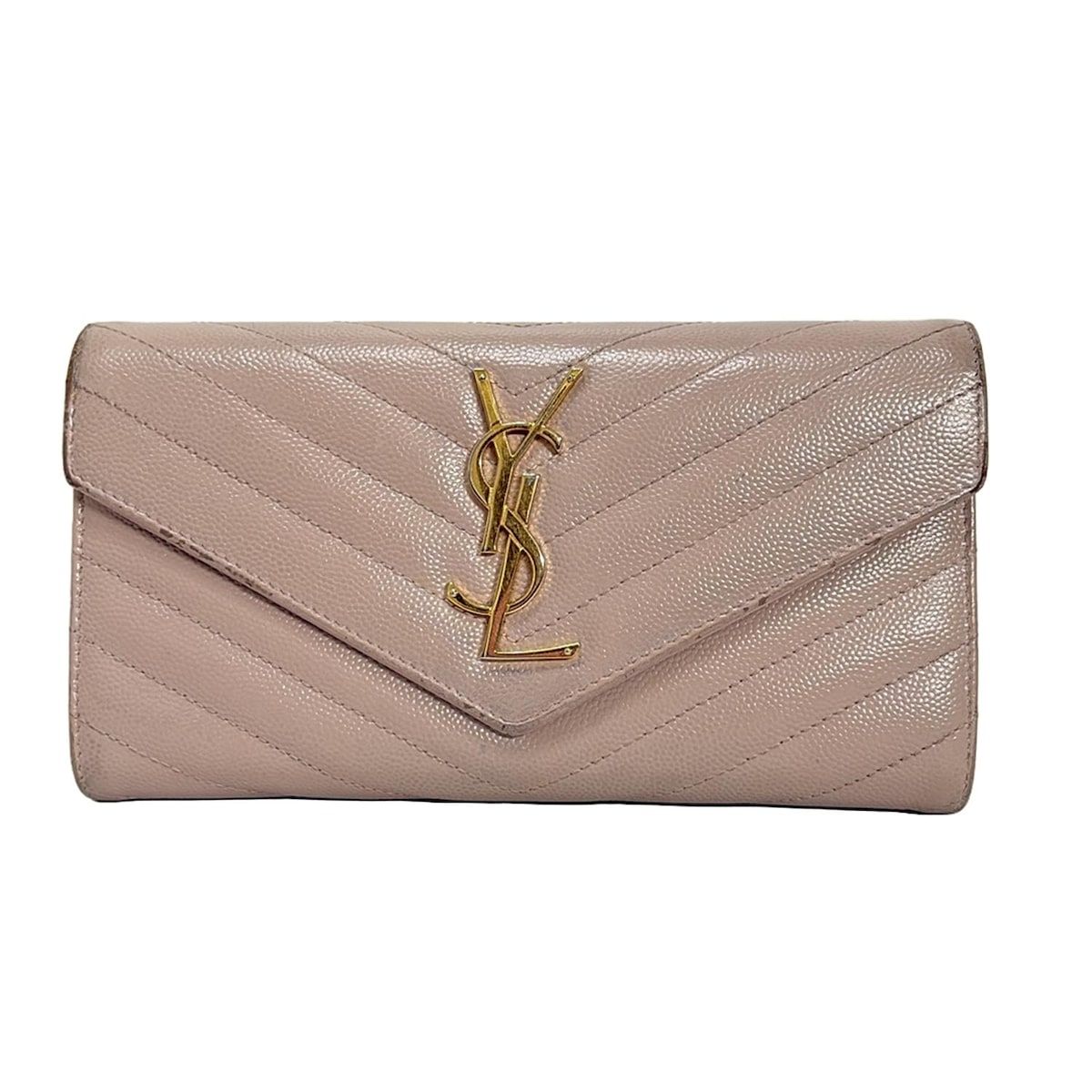 SAINT LAURENT PARIS サンローランパリ 長財布 モノグラム ラージフラップ ウォレット 372264 ライトピンク レザー