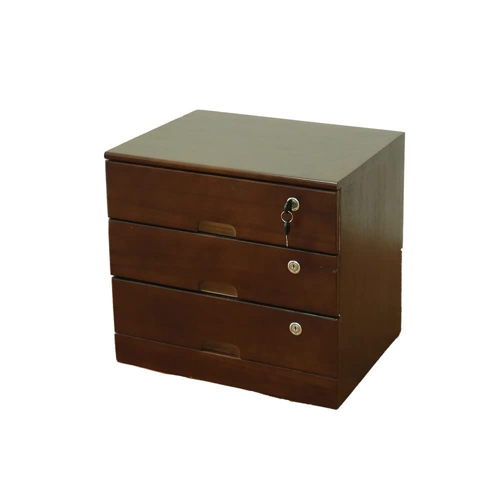 全段鍵付き 3段 キャスター付き 品 収納 書斎 チェスト 天然木桐製 ブラウン オスマック OSMAC TIK-463BR