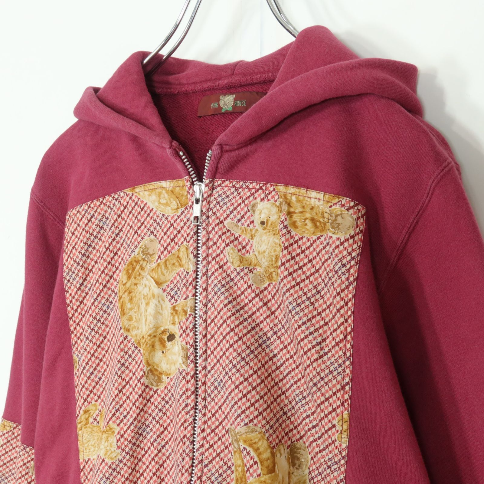 ピンクハウス☆くまのパッチワーク♪ジップアップブルゾン フード付き