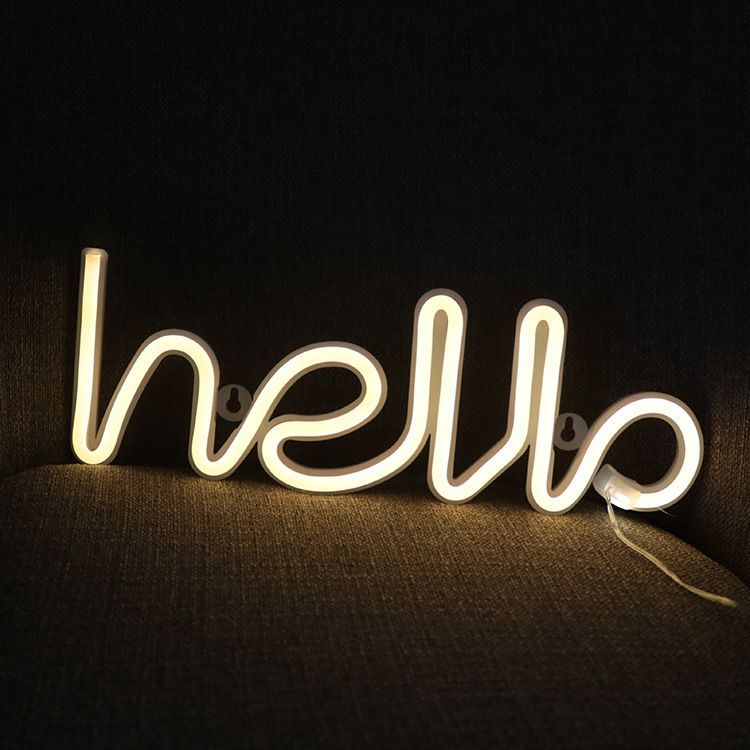 ネオンサイン 壁掛けオブジェ LED hello 英文字 2way電源 USB 電池対応