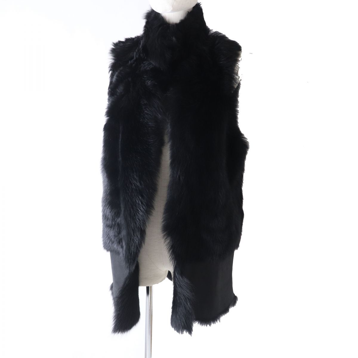 【美品】カールドノヒュー 毛皮 ムートンベスト 黒 S 極美品◎イギリス製 毛皮 KARL DONOGHUE カールドノヒュー レディース