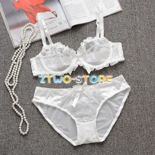 ノーパッド ブラ＆ショーツ セット レース装飾 自然な美胸 サイズ  