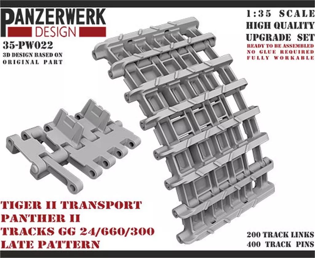 プラモデル 1 35 ティガーII用 鉄道輸送用 後期型 可動履帯 ディティールアップパーツ WR35022