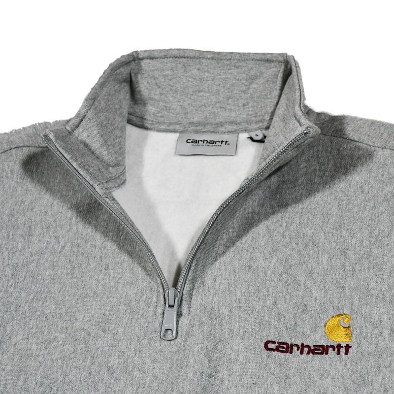 Carhartt WIP HALF ZIP AMERICAN SCRIPT - Sweatshirt - black CARHARTT WIP カーハート HALF ZIP AMERICAN SCRIPT SWEATSHIRT ハーフジップ アメリカン スクリプト スウェットシャツ 裏起毛 トレーナー カジュアル GREY HEATHER グレー I027014V6XX