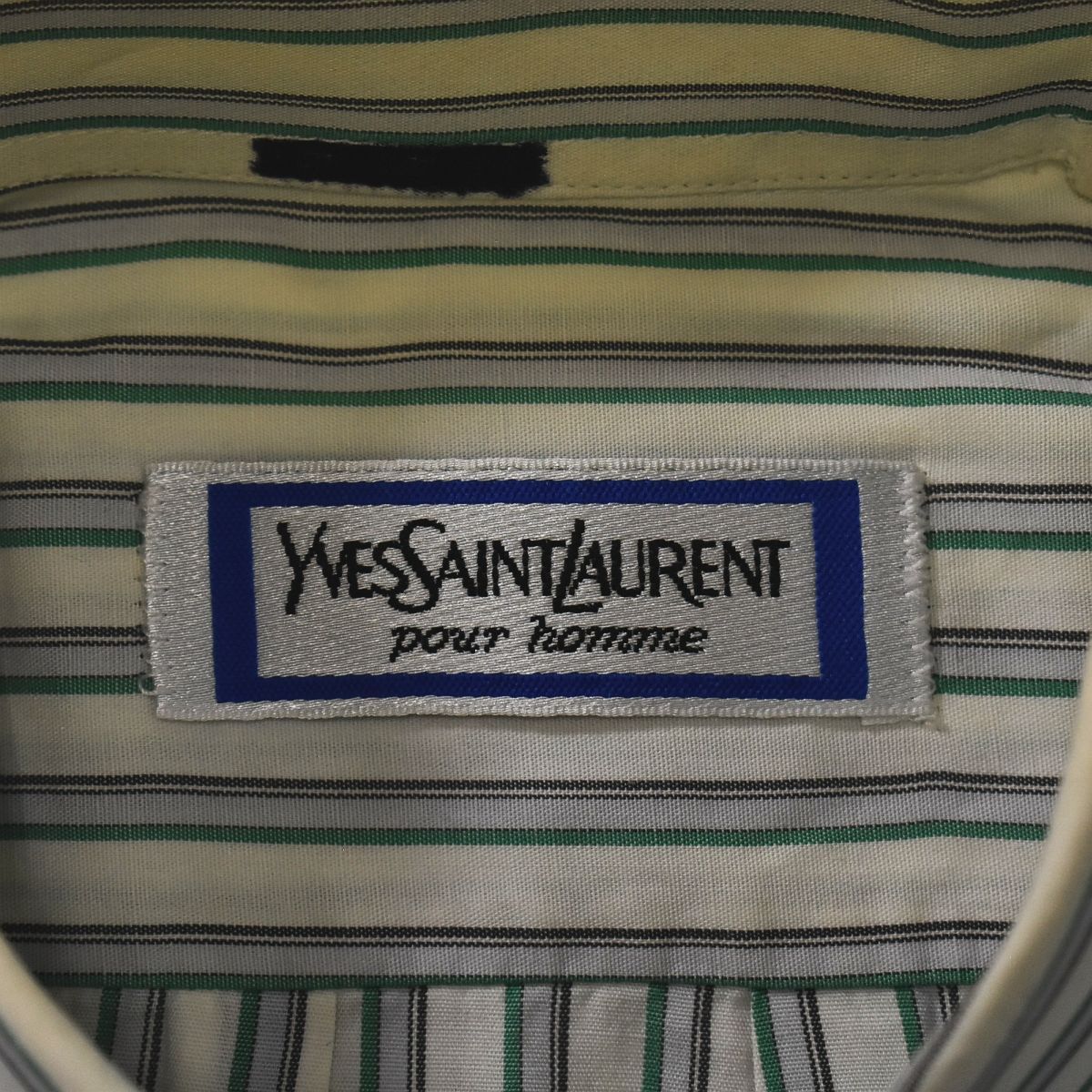 90s イヴサンローラン YSL 刺繍ロゴ 長袖 ボタンダウン ストライプ 