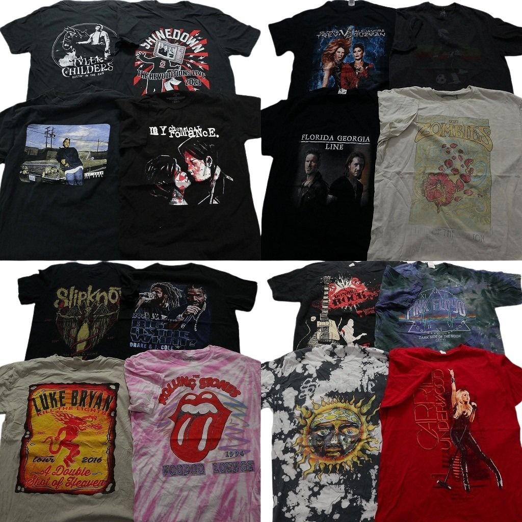 古着卸 音楽 バンド 半袖Tシャツ 16枚セット メンズ Ｍ アイスキューブ サブライム ピンクフロイド 古着 NA9130
