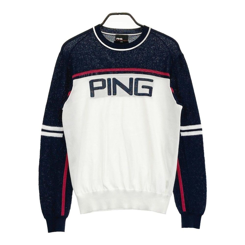 サイズ：M PING ピン 2022年モデル 薄手 ニットセーター ロゴ  ホワイト系 [240101201644] ゴルフウェア メンズ ストスト