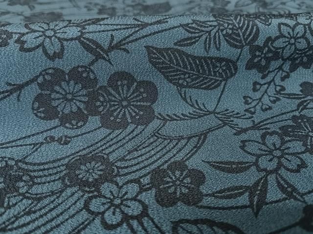 平和屋着物○本藍 型絵染 小紋 流水草花文 正絹 逸品 AAAW4080np