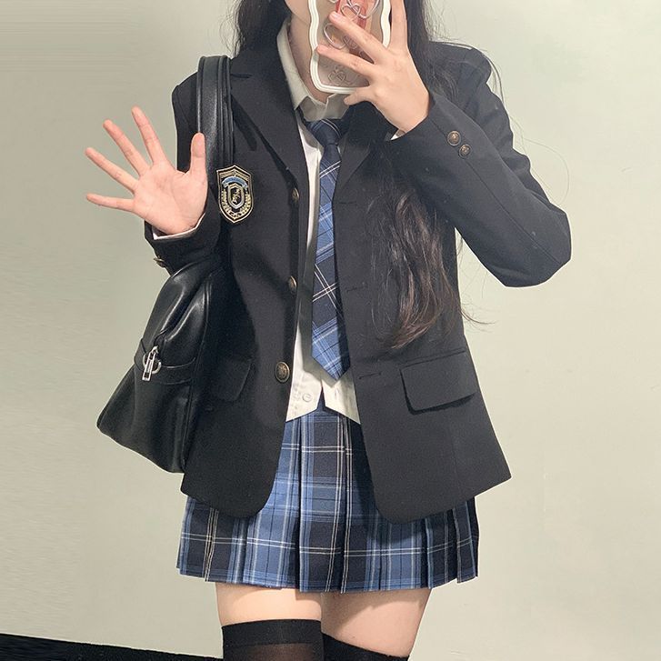 学生制服 5点セット セーラー服 JK制服 本格制服 長袖 ジャケット シャツ ネクタイ ショート丈 スカート コスプレ コスチューム 高校生 学生 制服 学園祭 文化祭 仮装 フォーマル 通学 入学式 卒業式 senyu06