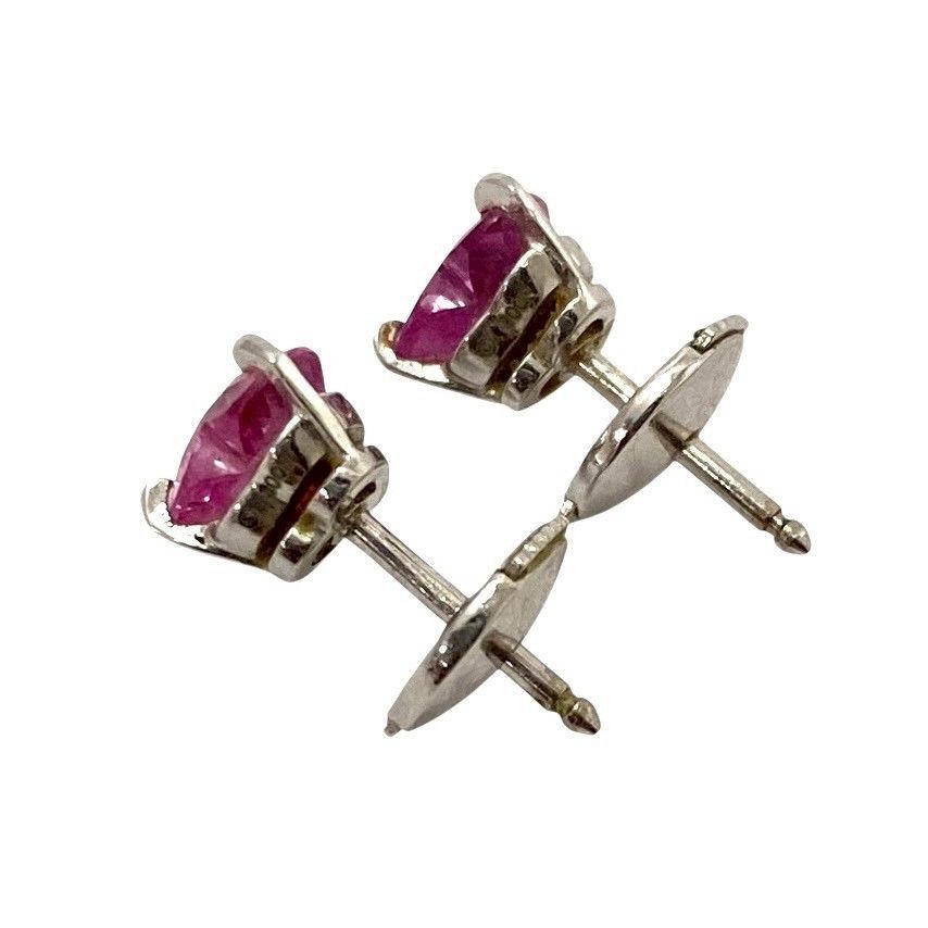 M【Cartier】ハート シェイプ ピンクサファイア ピアス 750 K18WG