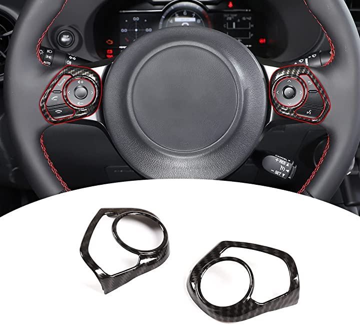 DIYUCAR トヨタ 86 GT86 GTS86 2017-2022に対応 スバル BRZ ZC6 ZD8 車用 ステアリング ハンドル ボタン カバー ステアリングホイールボタントリムフレーム 保護ステッカー ２点セット( カーボン柄)