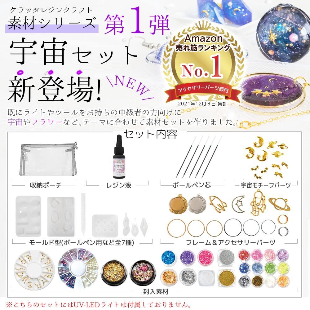 メルカリShops - (ケラッタ) レジン 宇宙セット パーツ ホログラム 星 月 土星アクセやギャラ