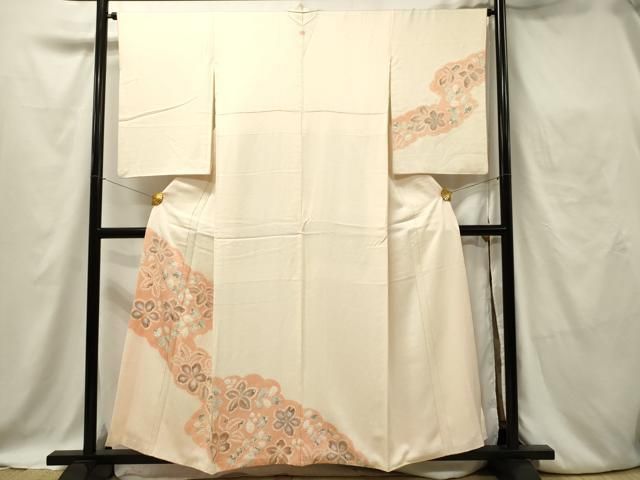 平和屋着物▽訪問着 単衣 刺繍 道長花文 金彩 正絹 逸品 AAAV2736fy