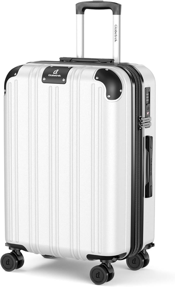 Globetrek スーツケース 機内持ち込み 拡張機能＆ストッパー付き 超軽量 キャリーバッグ キャリーケース 出張 旅行 ビジネス ブライトホワイト S-20inch サイズ