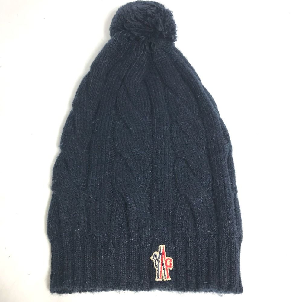 MONCLER モンクレール ニット帽 BLUEブルー ウール ファー ポンポン ニット帽 ポンポン MONCLER(モンクレール) - 海外通販のBUYMA