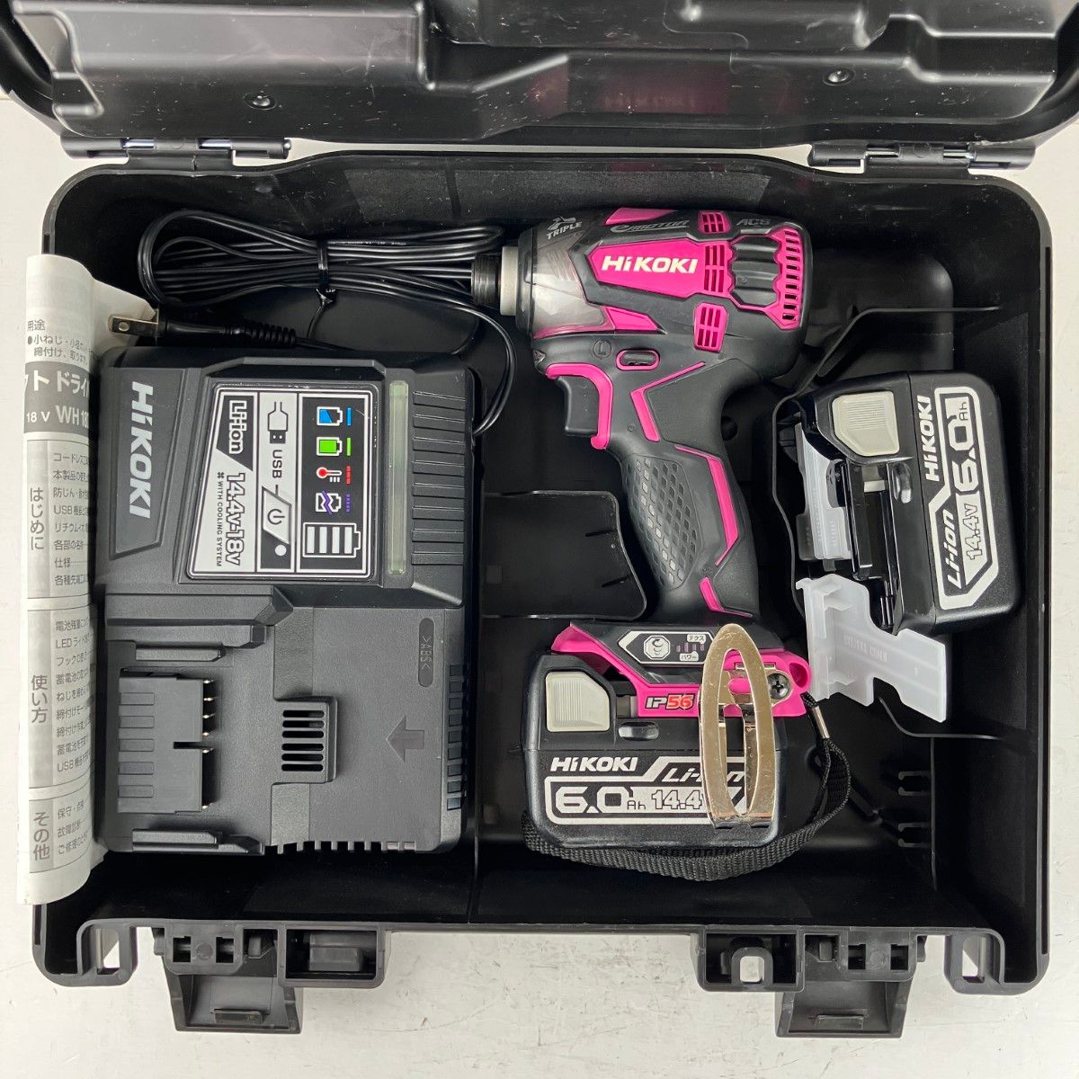 ЗЗHiKOKI ハイコーキ 14.4v インパクトドライバ バッテリーx2 充電器 ケース付 WH14DDL2 パワフルレッド