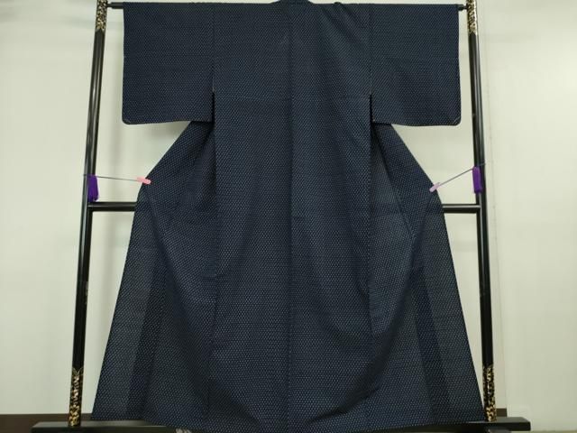 平和屋本店□希少 山藍 山村省二 久留米絣 単衣 綿 本藍 草木染